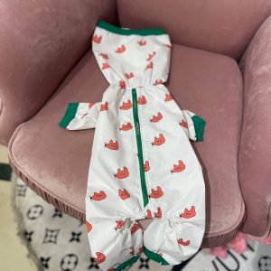 Дощовик для собак і котів білий з лисичками - Дощовики - uPet Shop магазин зоотоварів - преміум одяг та аксесуари для ваших улюбленців, собак та котів
